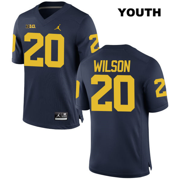 Youth NCAA Michigan Wolverines Tru Wilson #20 Navy Jordan Brand Authentic Stitched Football College Jersey ME25J41GC